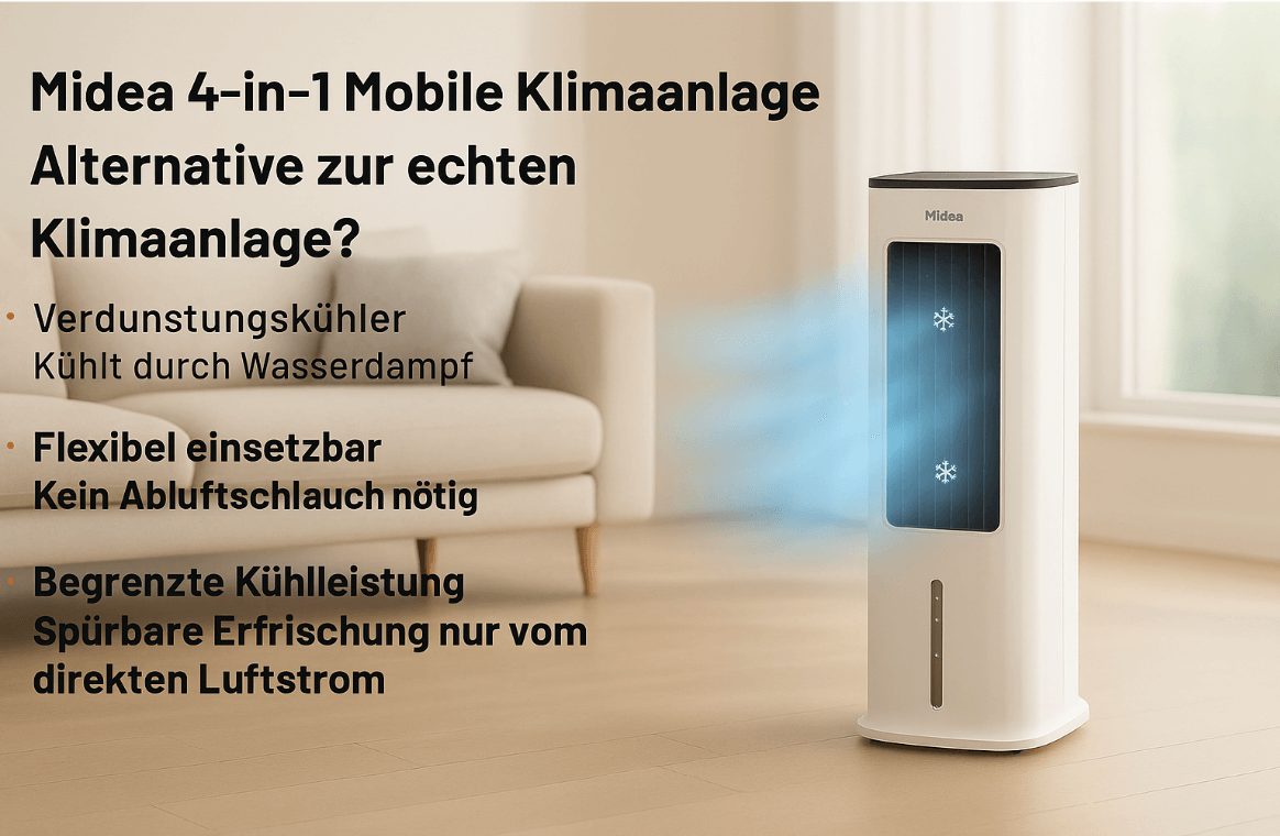 Midea 4-in-1 Mobile Klimaanlage ohne Abluftschlauch im Test